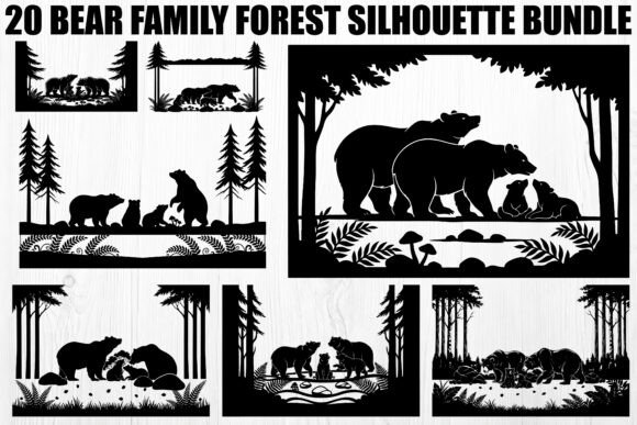 Download Bear Family Forest Silhouette Bundle - Premium Resources