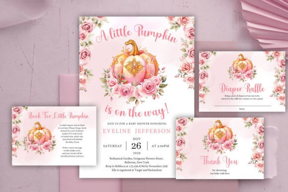 Download Pink and Gold Pumpkin Baby Shower Invite - Shower Collection
