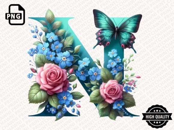 Download Roses &amp; Butterflies Alphabet Clipart PNG - Premium Resources